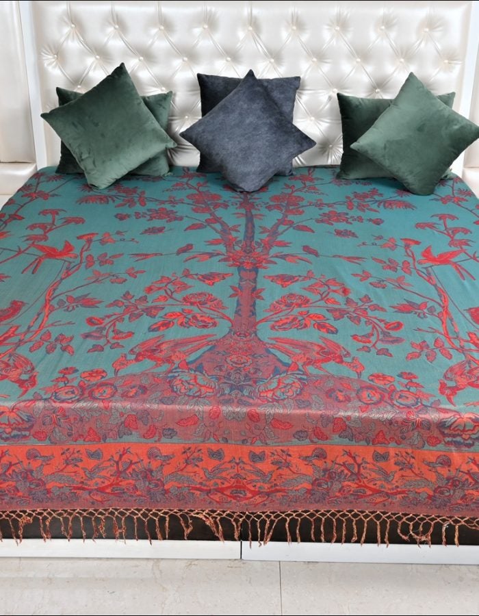 Hermès Inspired Tree of Life Teal Blue Pastel Pink Reversible