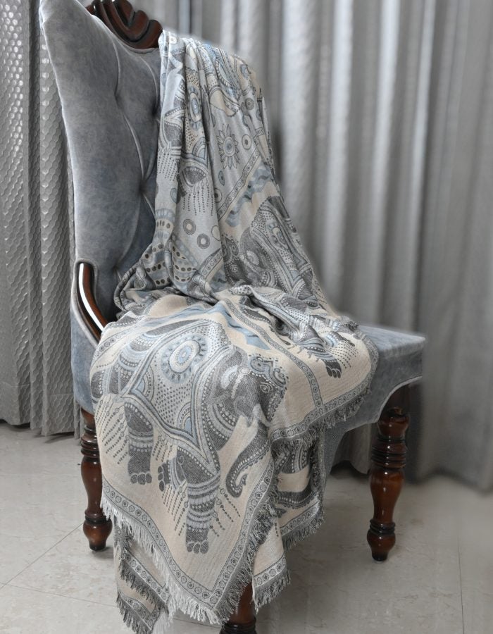 Hermès India Inspired Cashmere Silk Reversible Throw KNOTS