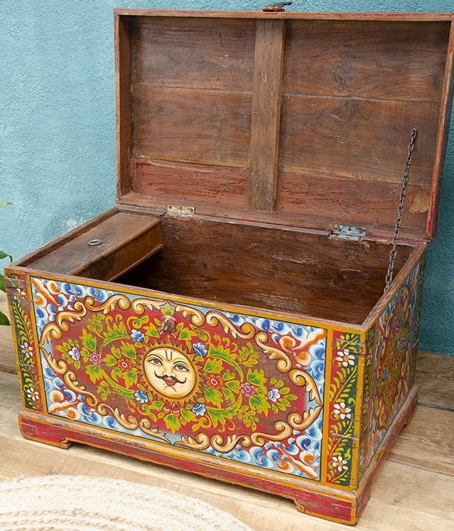 Painted store wooden chest